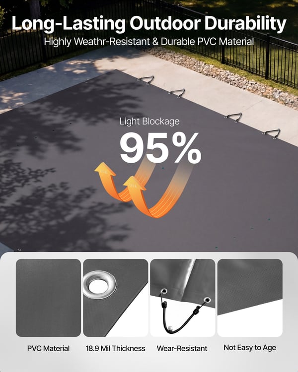 Poolskydd, 350x600 cm, Antracit, PVC