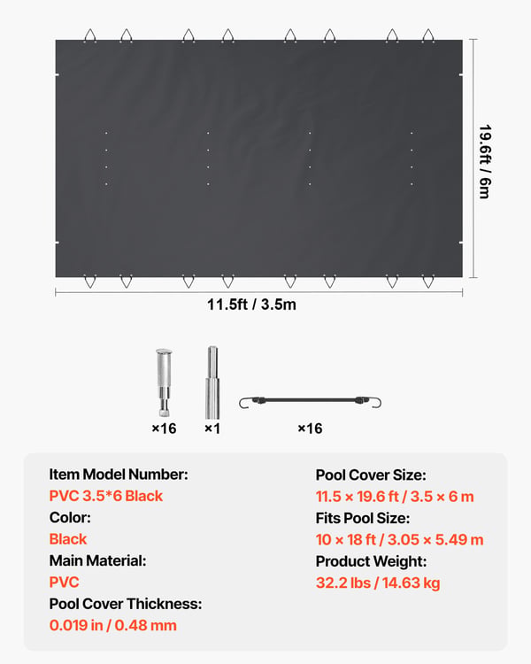 Poolskydd, 350x600 cm, Antracit, PVC