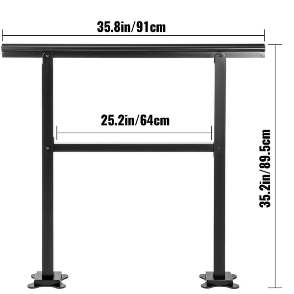 Utomhus trappräcke, 91x89,5 cm, svart, aluminium
