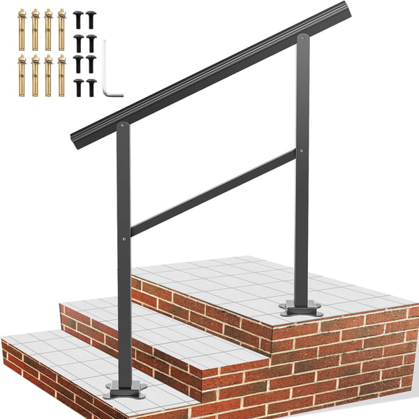 Utomhus trappräcke, 91x89,5 cm, svart, aluminium