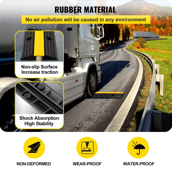 Kabelbeskytter rampe, 4-pak, 102x15,5x3 cm, sort gul, gummi