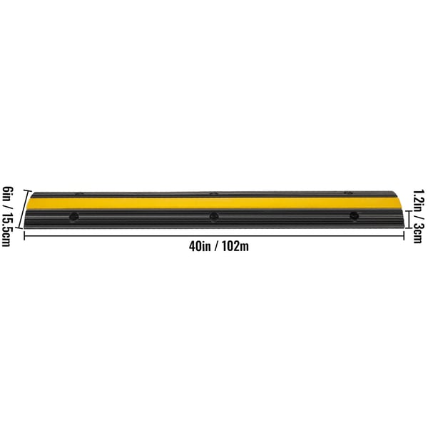 Kabelbeskytter rampe, 4-pak, 102x15,5x3 cm, sort gul, gummi