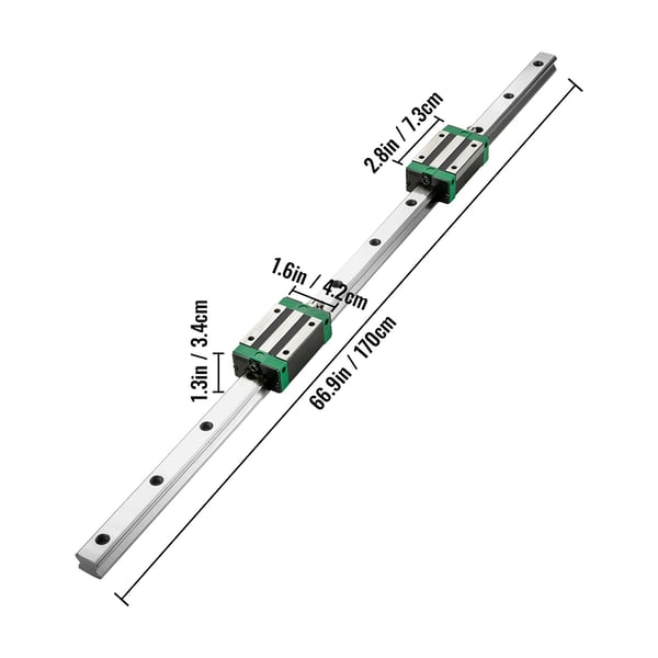 Linear føringsskinnesæt, HGR20 med RM1605 kuglespindel, 170x4.2x3.4 cm, stål