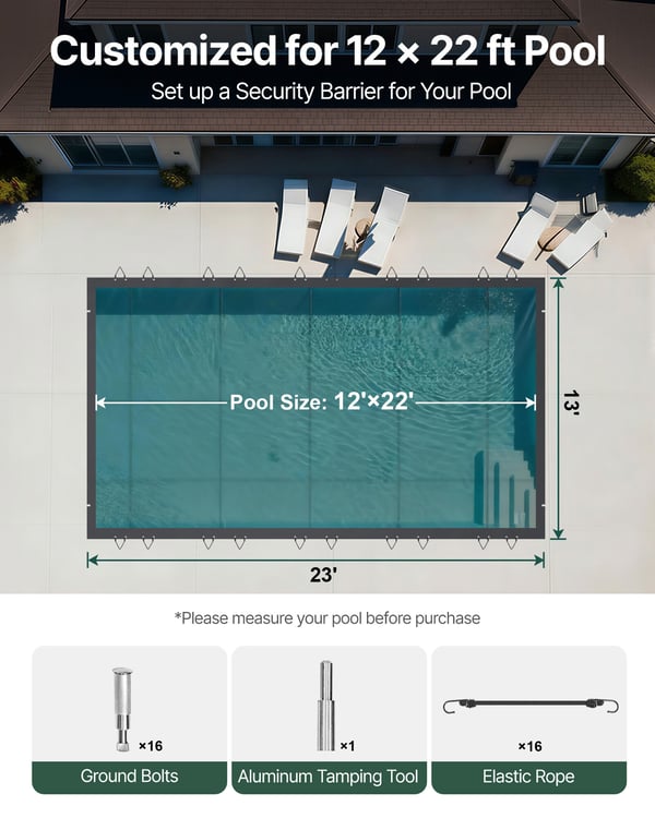 Pool sikkerhedscover, 400x700 cm, Antracit, PVC
