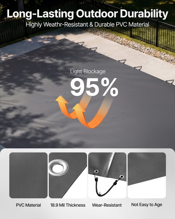 Pool sikkerhedscover, 400x700 cm, Antracit, PVC