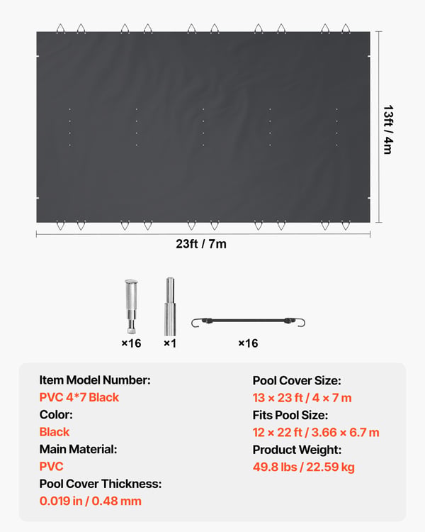 Pool sikkerhedscover, 400x700 cm, Antracit, PVC