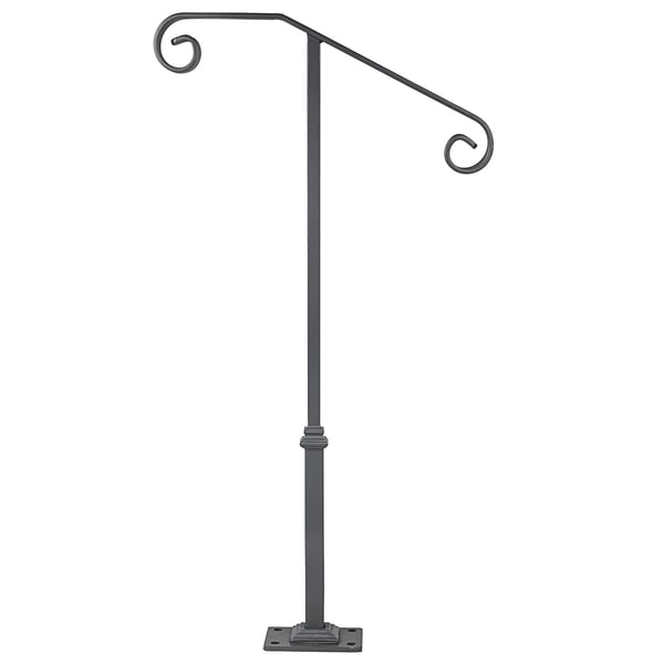 Handledare, Enkel Stolpe Smidesjärn, 52x98.6 cm, Grå, Utomhusräcke