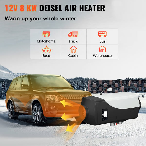 Dieselvärmare 8KW, 39.5x14.5x18 cm, 12V uppvärmning