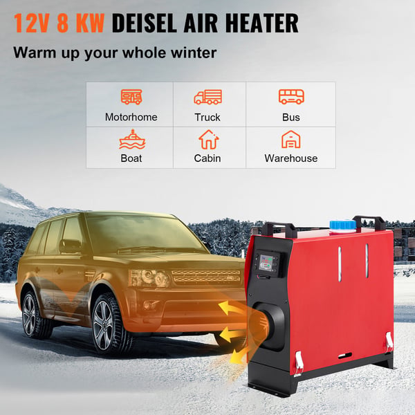 Dieselvärmare 8KW, 41,5x17,5x40,5 cm, 12V, fjärrkontroll