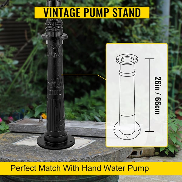 Vattenpumpställ, 23,7x23,7x66 cm, Svart, Gjutjärn