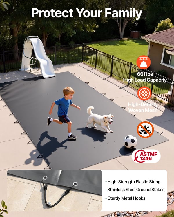 Poolskydd, 400x800 cm, Antracit, PVC