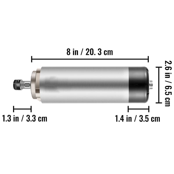 Spindelmotor, luftkyld 0.8KW för gravering, fräsning och slipning, 6.5x20.3 cm