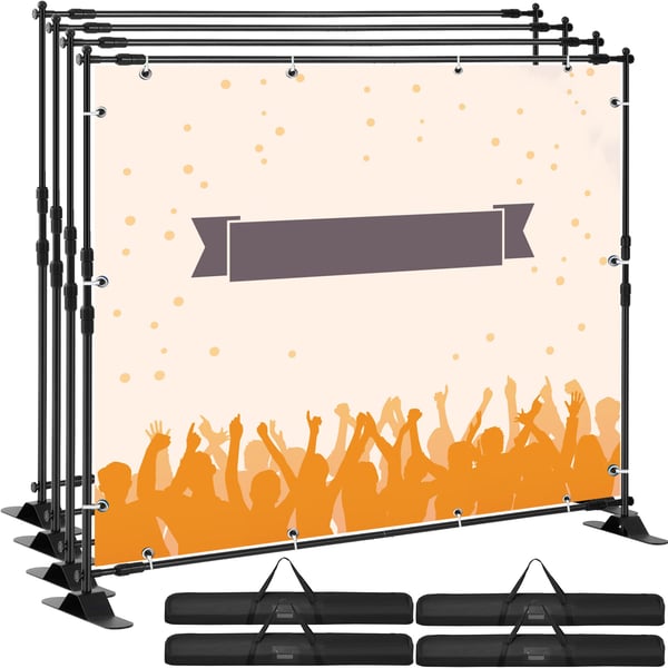 Baggrundsbannerstativ, 244x240 cm, Sort, Justerbar aluminiumsramme