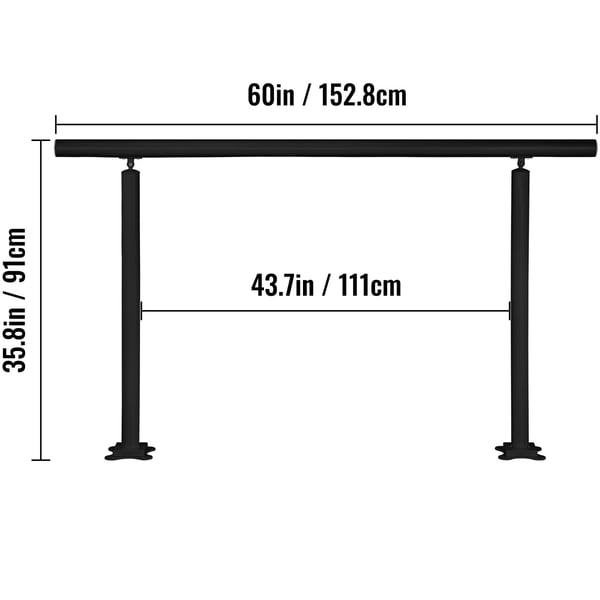 Trappegelænder-sæt, 152,8x91 cm, Sort, Aluminium