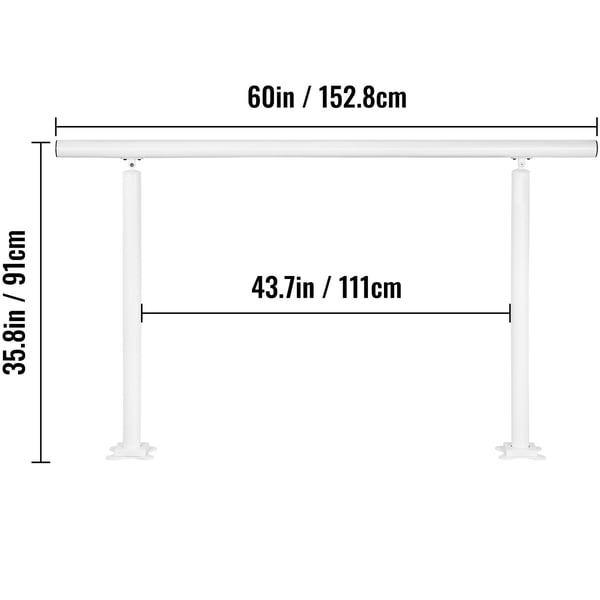 Trappegelænder-sæt, 152,8x91 cm, Hvid, Aluminium
