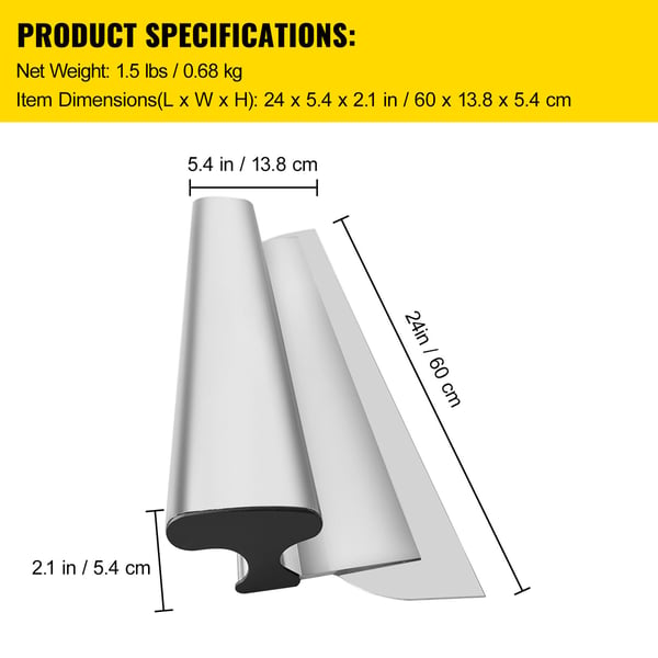 Spackelspade för gips, 60x13.8x5.4 cm, rostfritt stål