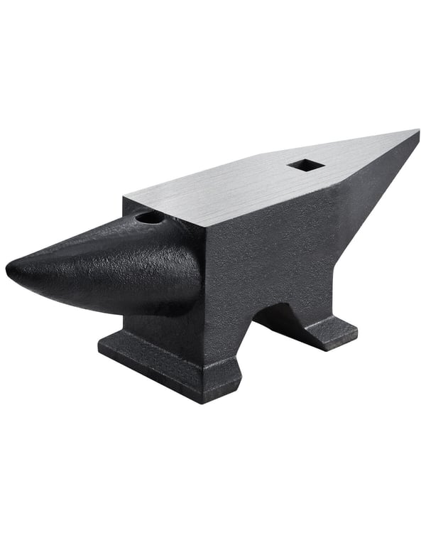 Ambolt, Støbt stål med enkelt horn, 65,5x18,5x20 cm, Sort, Smedet stål
