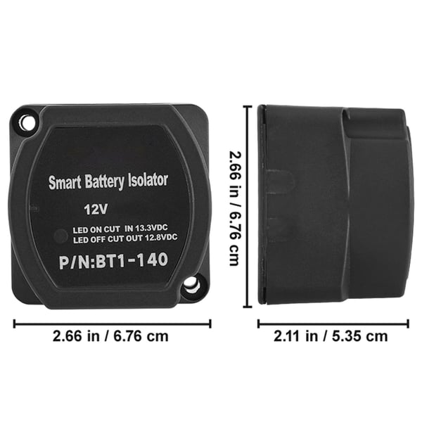 Split Charge Reläkit, Automatisk Dubbla Batteriavskiljare, 6.8x5.4x6.8 cm, 12V, Plast