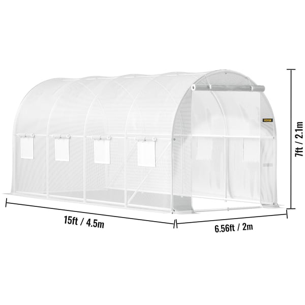 Drivhus, Gå-ind Tunnel 457,2x198,12x213,4 cm, Hvid, Galvaniseret Stål