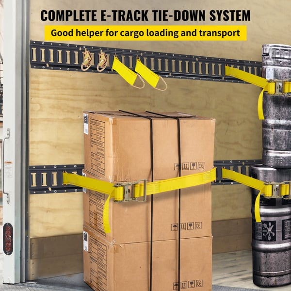 Surringsskinnesæt, 30-delt E-Track sæt 152,4 cm, Sort, Stål