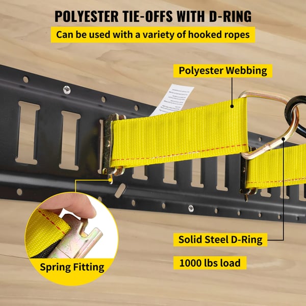 Surringsskinnesæt, 30-delt E-Track sæt 152,4 cm, Sort, Stål