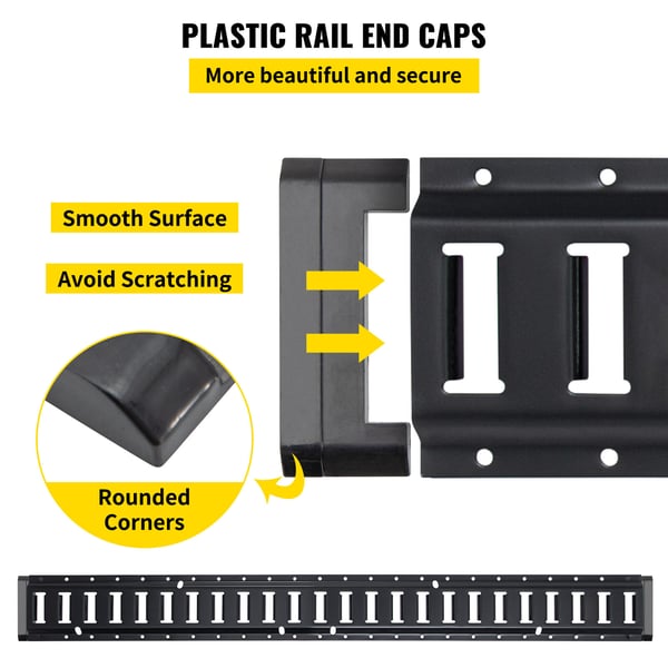 Surringsskinnesæt, 30-delt E-Track sæt 152,4 cm, Sort, Stål