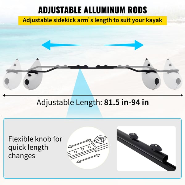Kajakudrigger stabilisator, 90x36 cm, PVC, oppustelig, justerbar