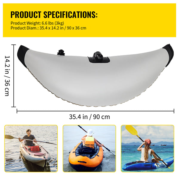 Kajakudrigger stabilisator, 90x36 cm, PVC, oppustelig, justerbar