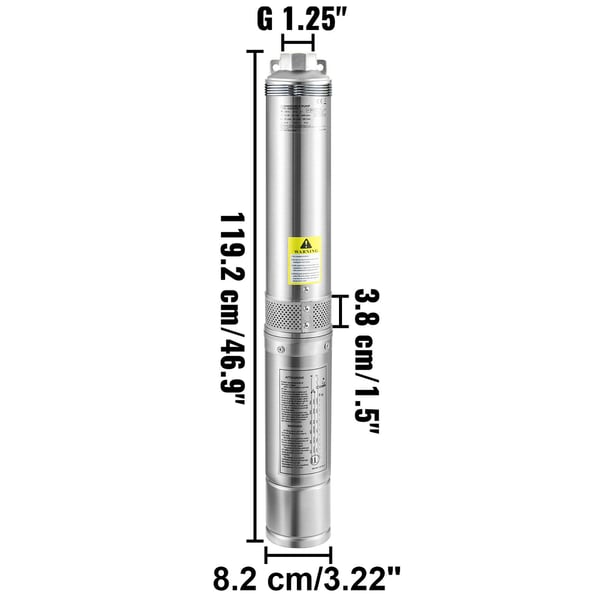 Dykpumpe, Dyb brønd, 7,6 cm, 20 m, Rustfrit stål, Vandpumpe