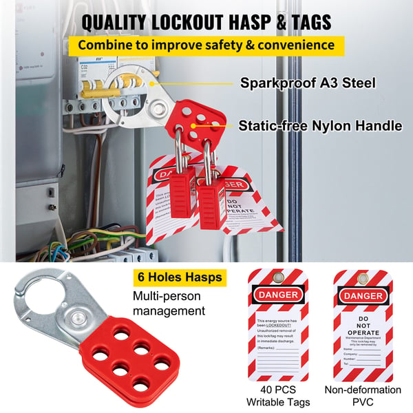 Lukkout-tagout-sarja, 58-osainen sähkötyöturvallisuuspaketti, 39,4x55,9 cm