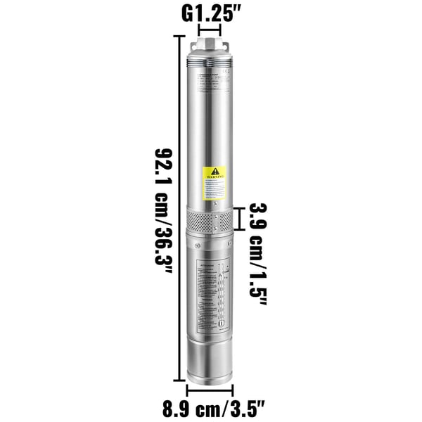 Upotettava pumppu, 8,9 cm 20 m ruostumaton teräs, hopea, vesipumppu