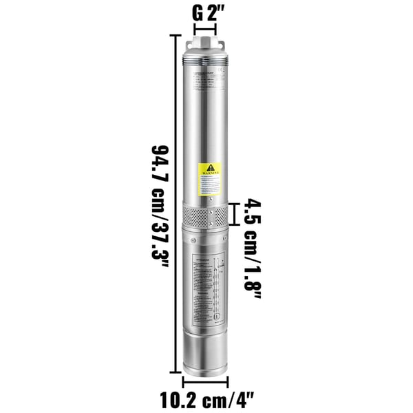 Dybbrøndsdykpumpe, 10,2 cm, rustfrit stål, vandpumpe