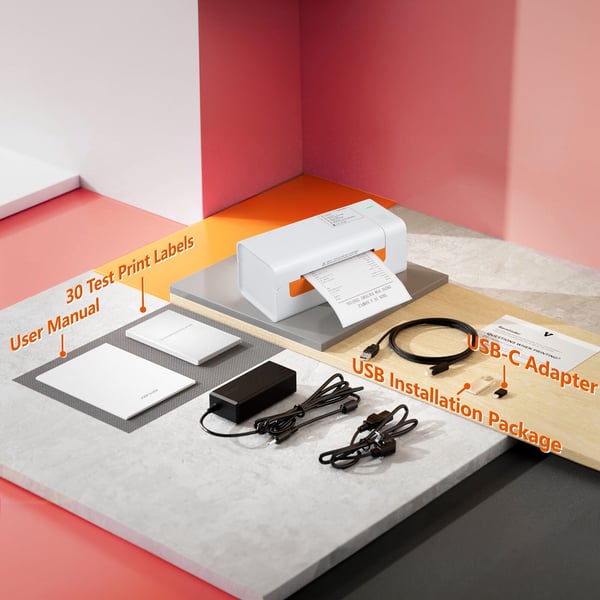 Termisk etiketprinter 20x7,9x8,3 cm, etiketmaskine, automatisk etiketgenkendelse