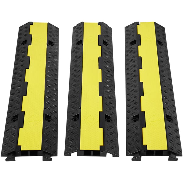 Kabelbeskytter rampe, 3-pak, 98x24x4,5 cm, sort gul, gummi