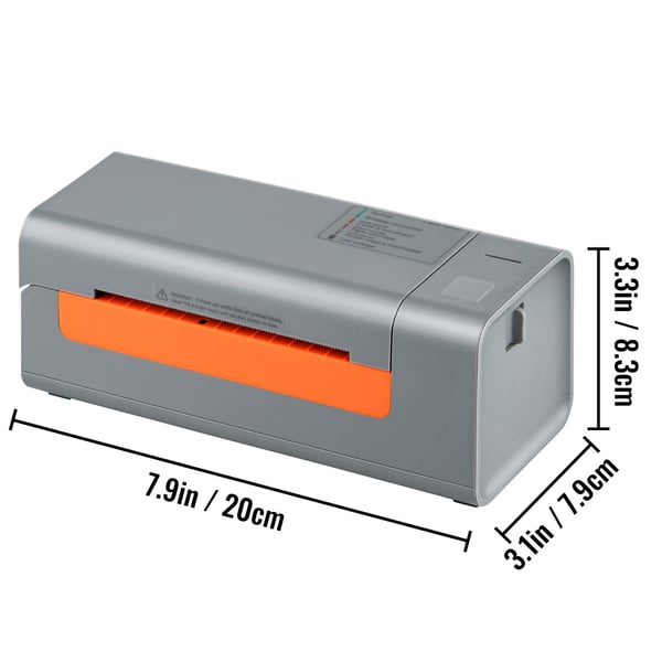 Termisk etikettskrivare, 203DPI, 20x7.9x8.3 cm, grå, USB-anslutning