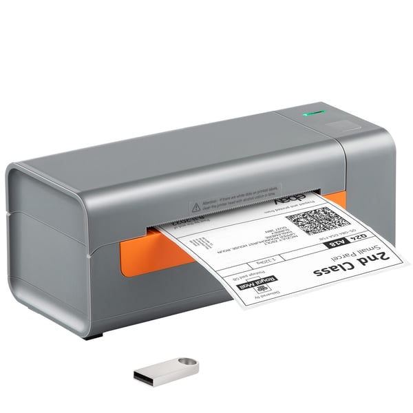 Termisk etikettskrivare, 203DPI, 20x7.9x8.3 cm, grå, USB-anslutning