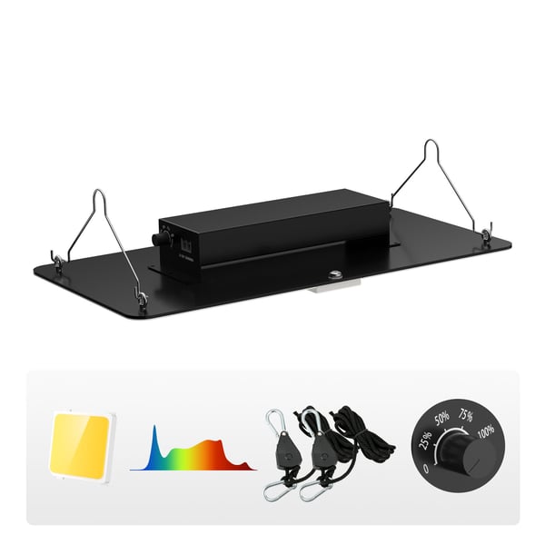 LED vækstlampe, 200W fuldspektrum dæmpbar, 30x60x7,7 cm, indendørs planter