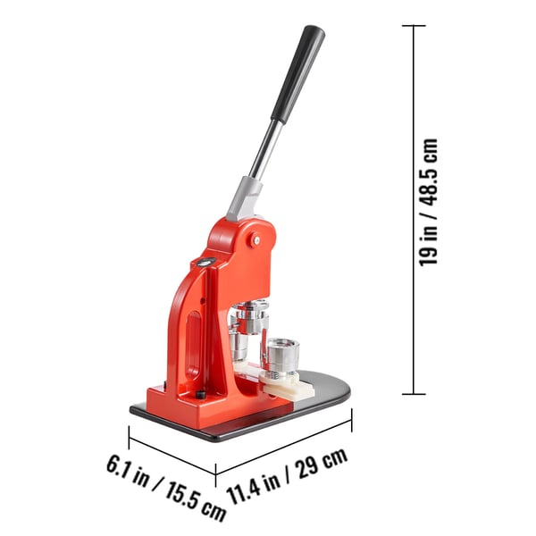 Knappefremstillingsmaskine, 29x15.5x48.5 cm, Badge Punch Press Kit, Jern