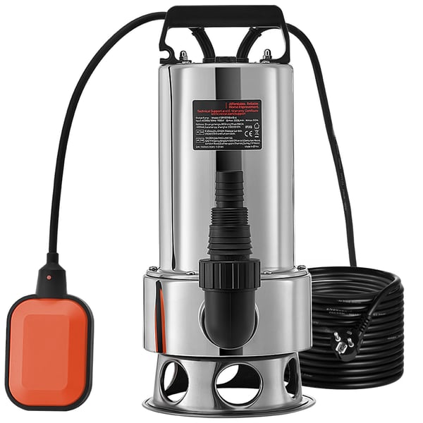 Nedsænkelig vandpumpe, 1300W, 20000L/H, 10 m ledning, rustfrit stål