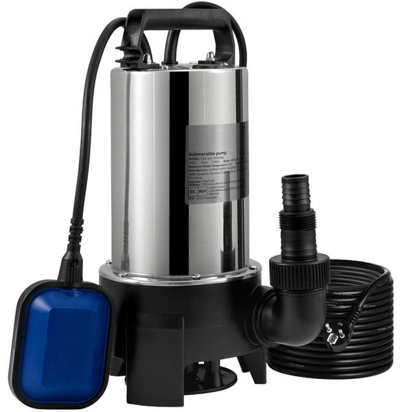 Uppovesipumppu, 1100W 20000L/H, 10 m johto, ruostumaton teräs
