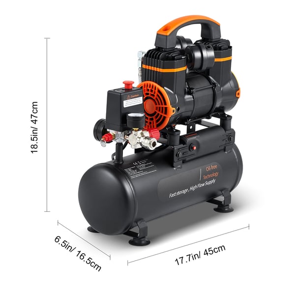 Ilmakompressori 45x16.5x47 cm 7.9 L 900W öljytön erittäin hiljainen