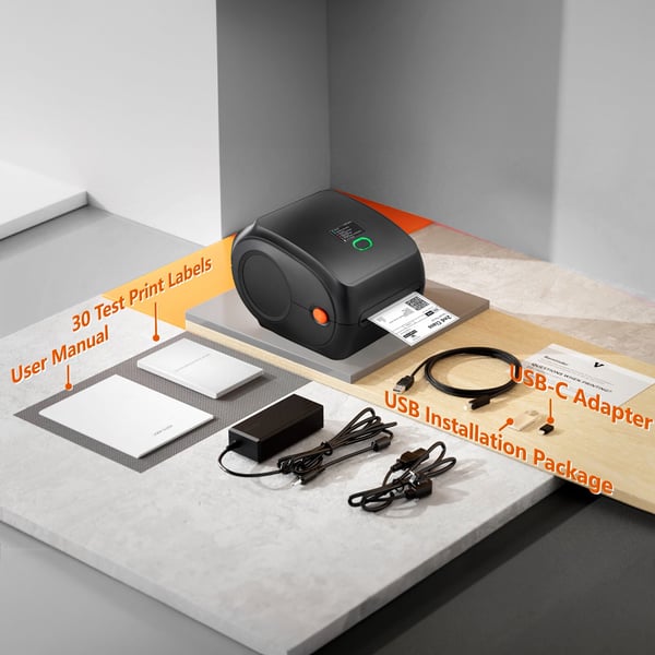 Termisk etikettskrivare, 300DPI, 251x206x183 mm, trådlös Bluetooth
