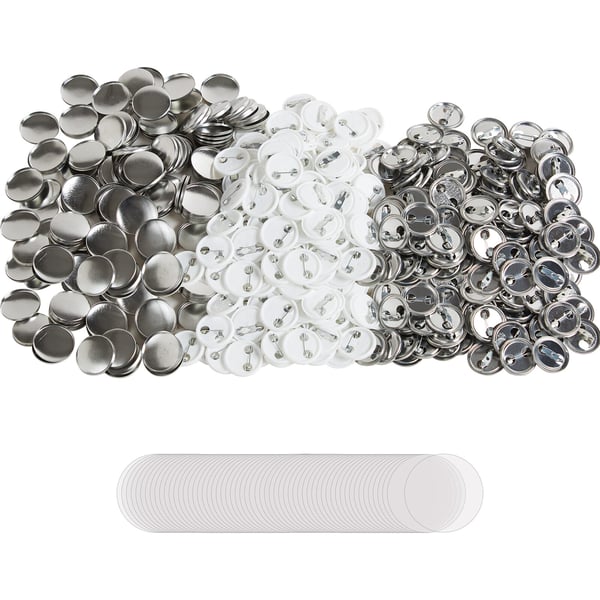 Sæt med dele til pin-back knapper, 25 mm, metal og plast, gør-det-selv badgefremstilling
