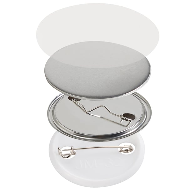 Nappimerkki-osien setti, 500 settiä, 32 mm, metalli ja muovi, tee-se-itse askartelu