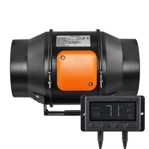 Kanalventilator, 30,6x25,5x21,4 cm, Ventilationsudstødning, Temperatur- og fugtighedsregulator