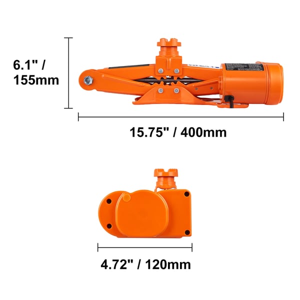 Elektrisk saxdomkraft 3 ton 13x37x42 cm Bilreparationsverktyg Stål