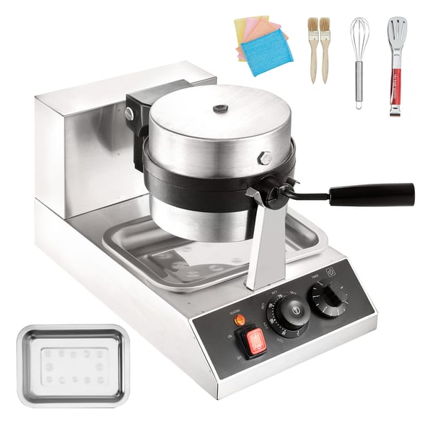Vaffeljern, Rundt Drejeligt Non-stick 1300W, 25x38.5x30.5 cm, Rustfrit Stål
