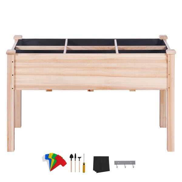 Korotettu kasvilava, 120x58x76 cm, vaalea puu, puu