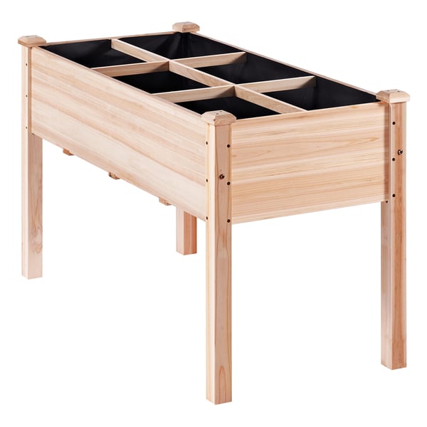 Korotettu kasvilava, 120x58x76 cm, vaalea puu, puu