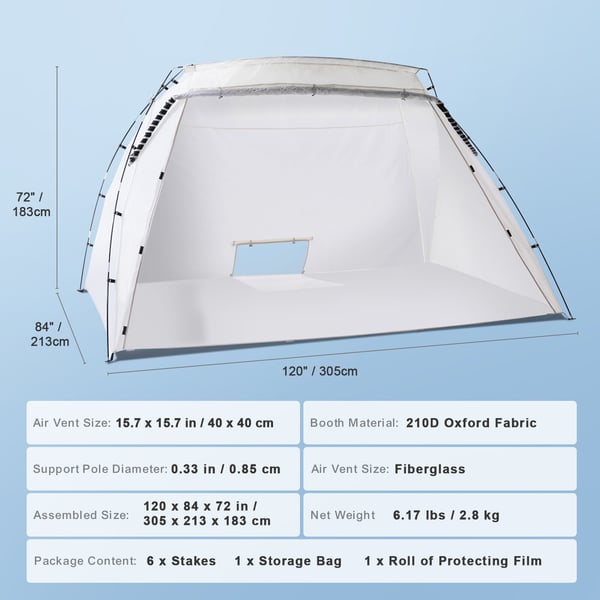 Spraymaling Shelter, 305x213x183 cm, Sammenklappelig, Malestation